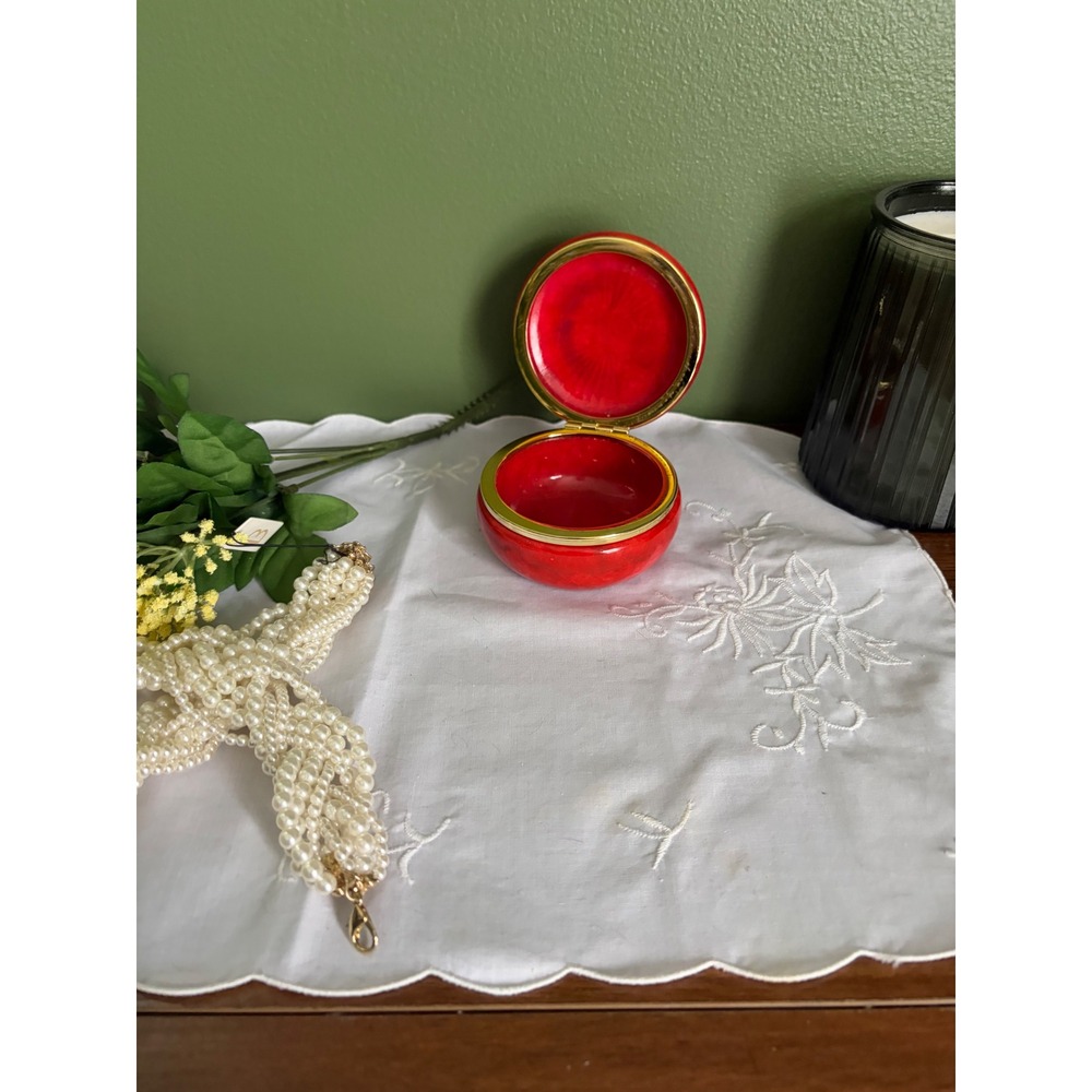 Italian Red Alabaster Trinket Box